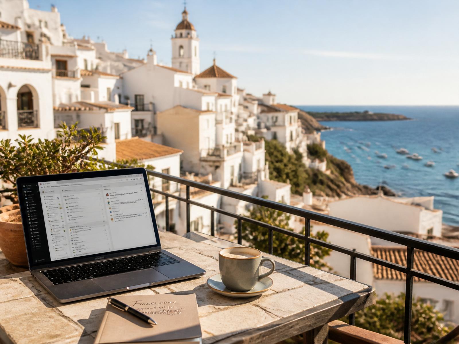 Working from a terrace in Spain